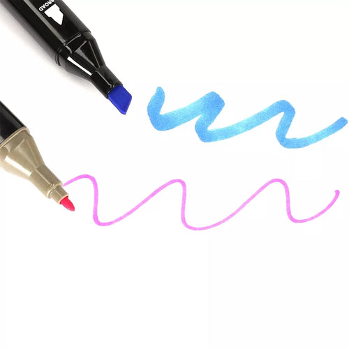 120 dvipusių markerių rinkinys su stovu ir dėklu