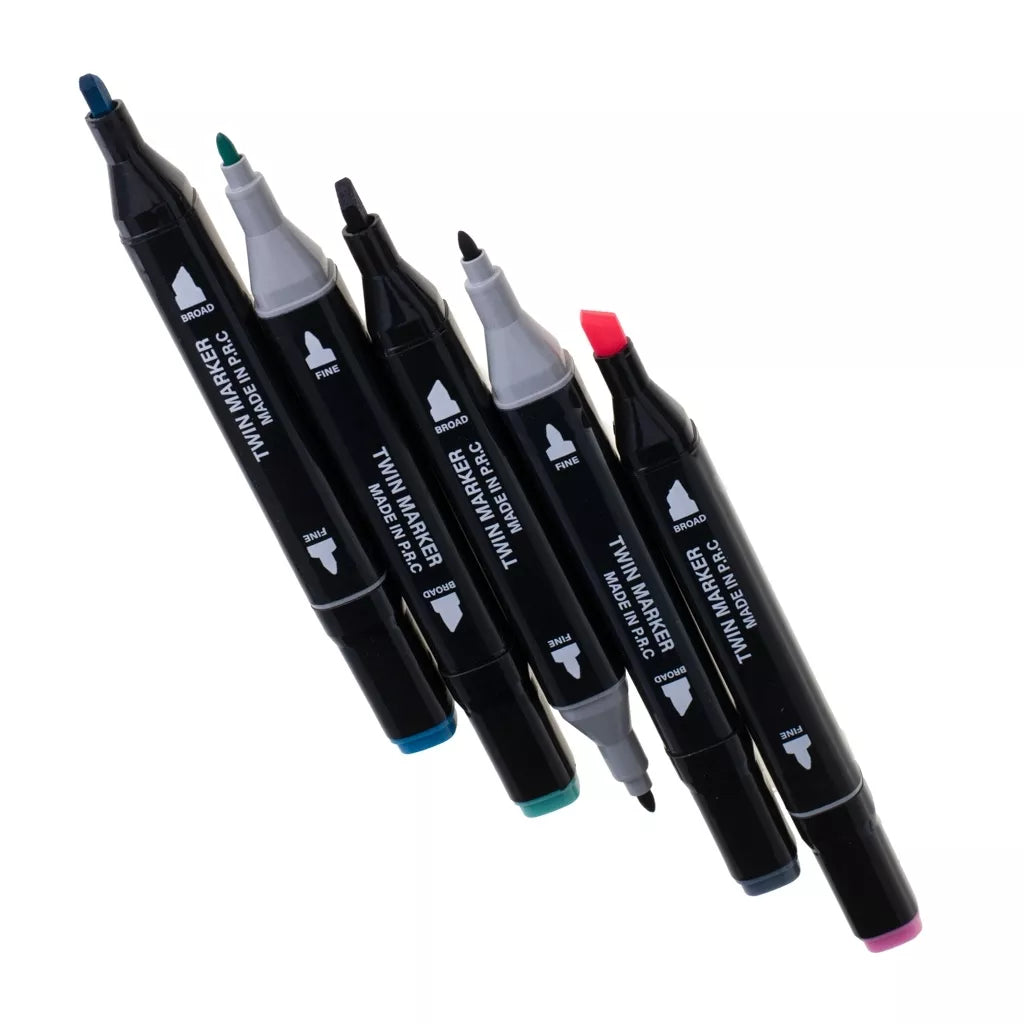 168 spalvų dvipusiai markeriai su stovu ir patogiu dėklu