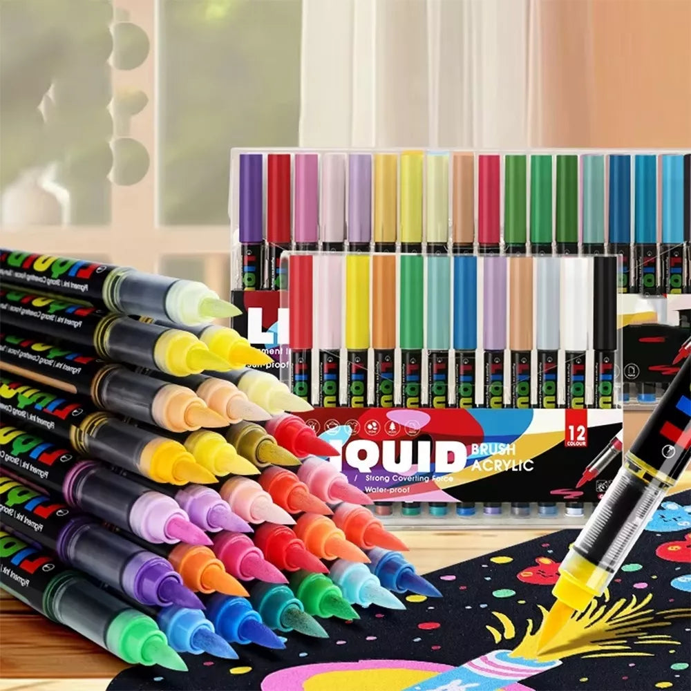 Akriliniai skysti teptukų tipo markeriai