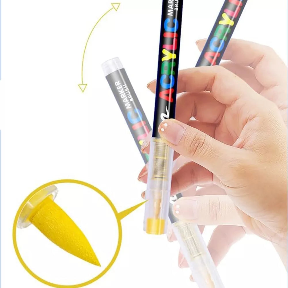 Akriliniai skysti teptukų tipo markeriai