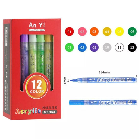 Akriliniai markeriai-flomasteriai 12 vnt.
