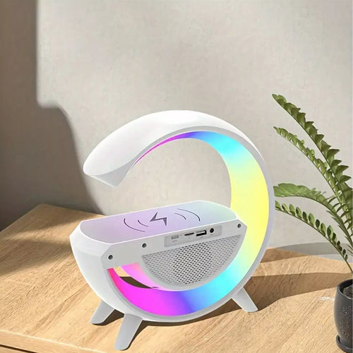 Daugiafunkcinė lempa , laikrodis su QI įkrovikliu