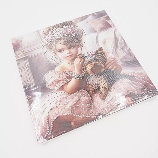 Deimantinė mozaika „Mažoji princesė su šuniuku“ (su rėmeliu)