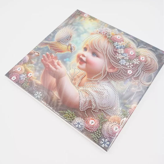 Deimantinė mozaika „Mergaitė su paukšteliu“ (su rėmeliu)