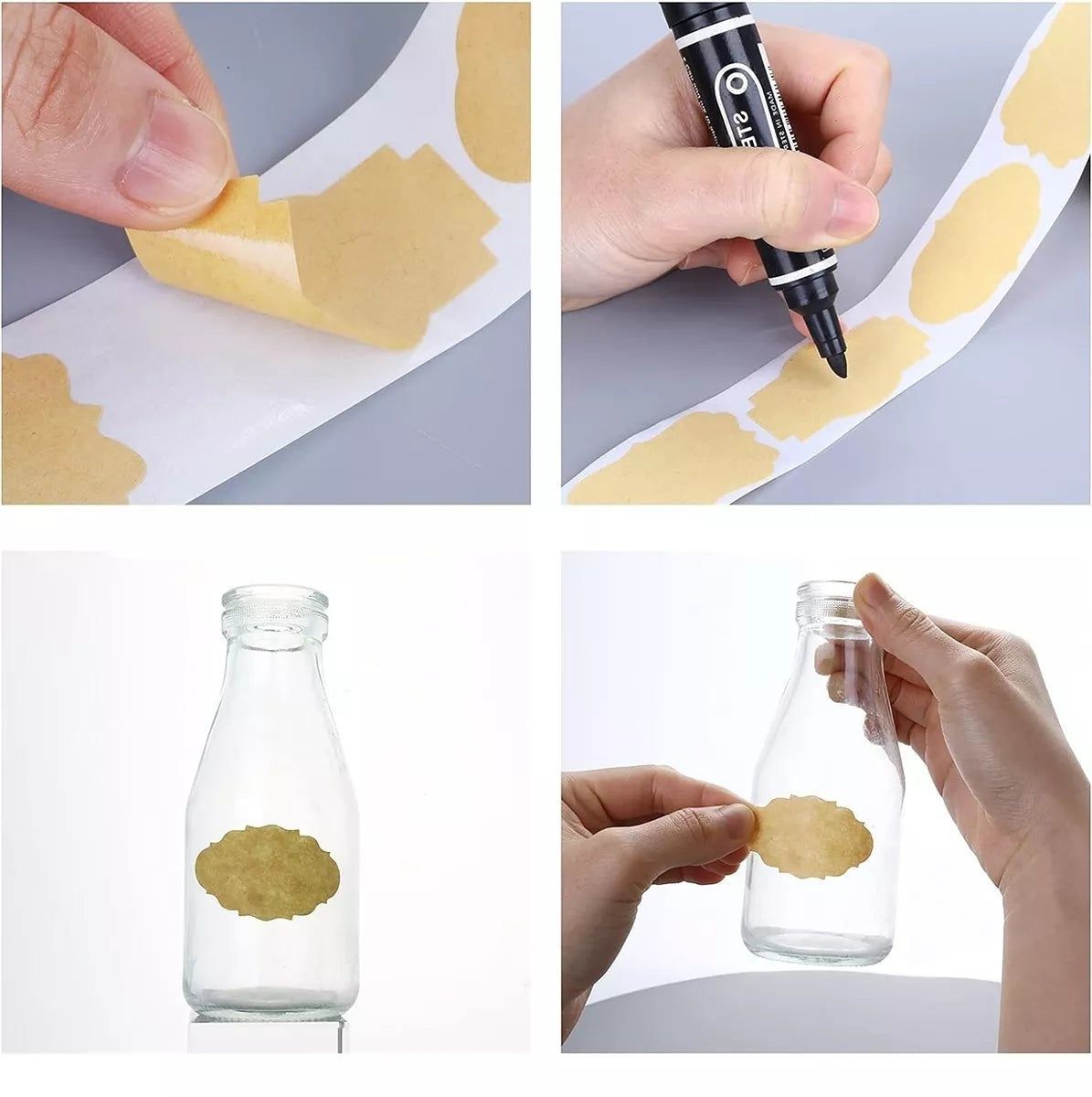 300 vnt. kraft popieriaus lipnių etikečių/lipdukų rinkinys