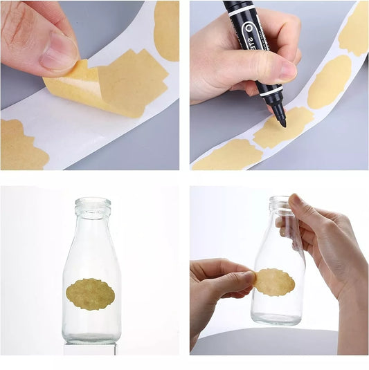 300 vnt. kraft popieriaus lipnių etikečių/lipdukų rinkinys