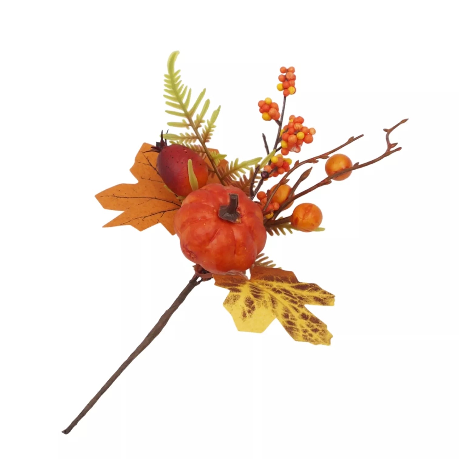 Dekoratyvinė šakelė su moliūgu ir uogomis