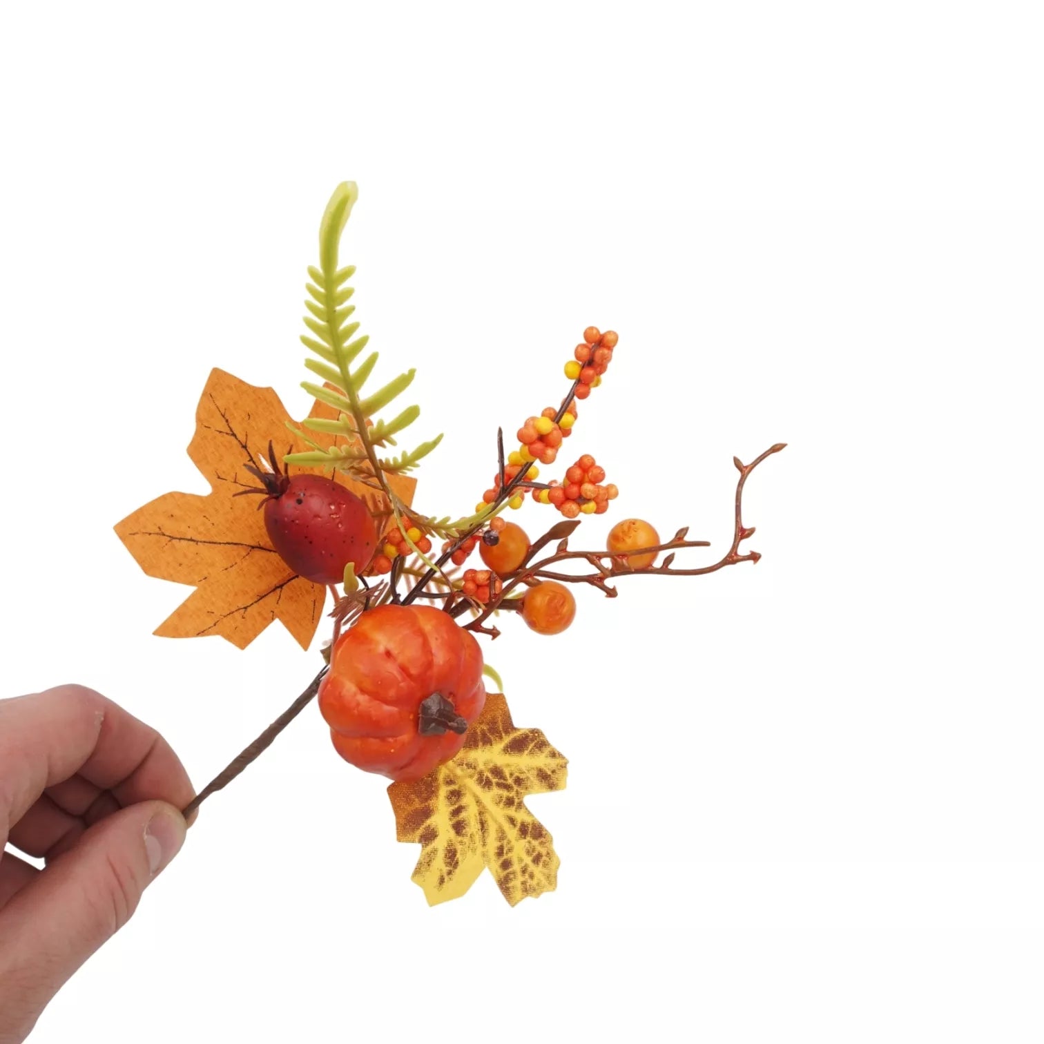 Dekoratyvinė šakelė su moliūgu ir uogomis