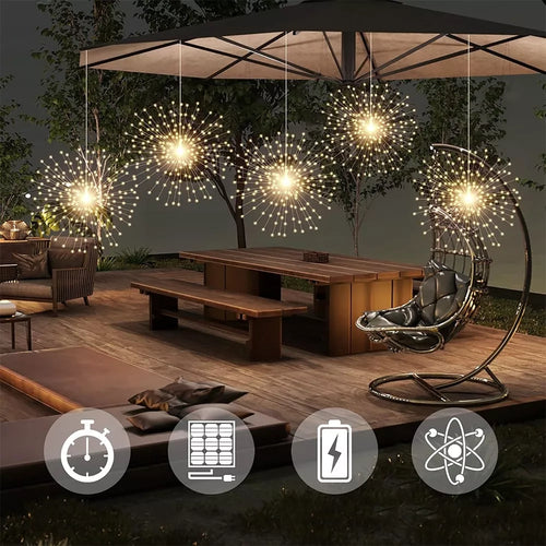 "Firework" girlianda su saulės panele