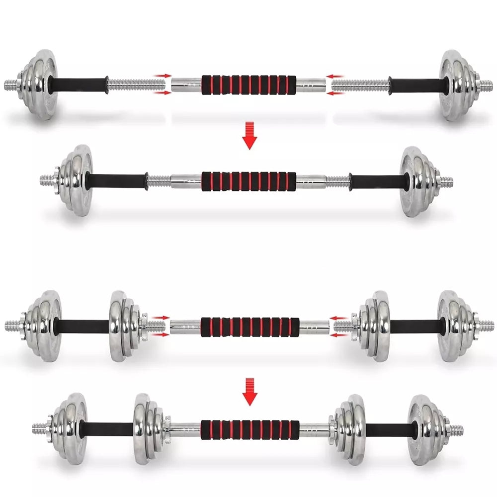 20 kg chromuotų hantelių ir štangos rinkinys