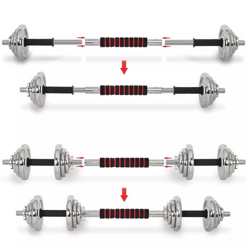 20 kg chromuotų hantelių ir štangos rinkinys