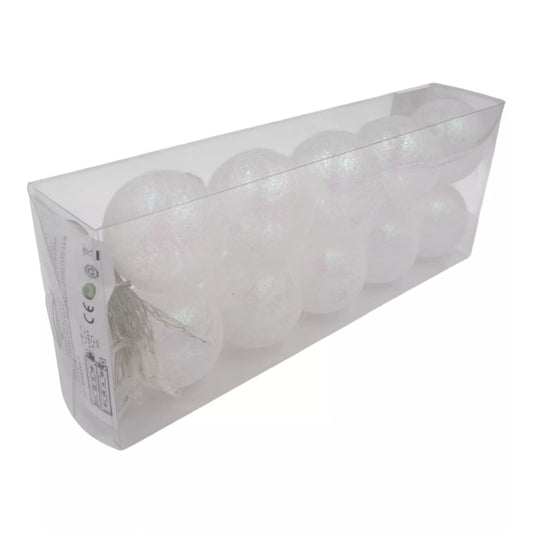 LED girlianda „Baltos burbuliukų lemputės“ (10 vnt.)