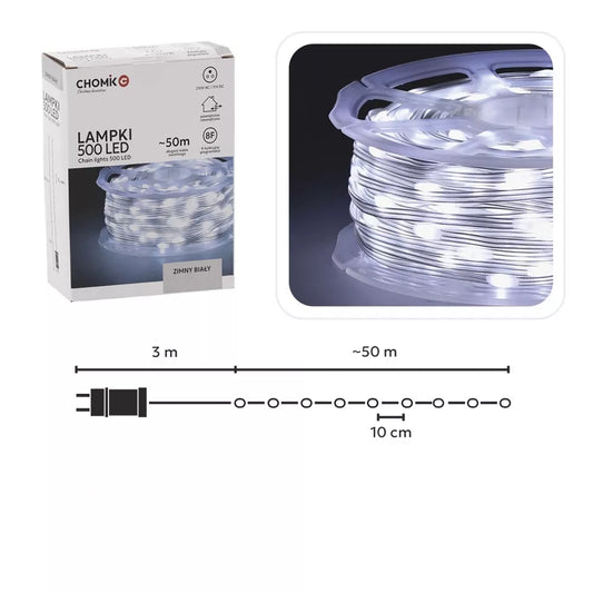 LED girlianda CHOMIK „Micro Wire Light“ 500 LED, šaltai balta, 50 m