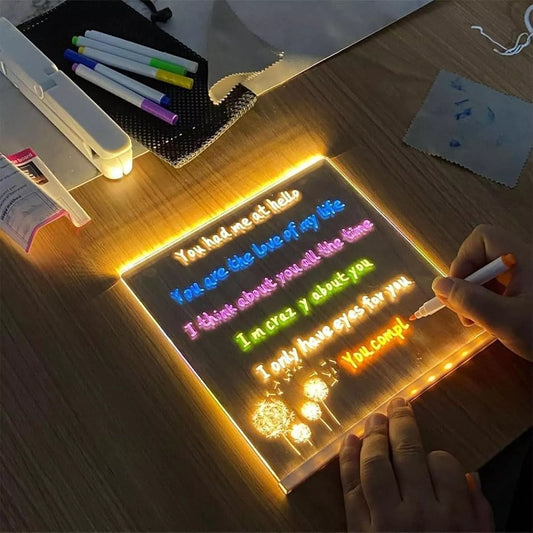 DIY LED piešimo lenta su šviečiančiu akrilo paviršiumi