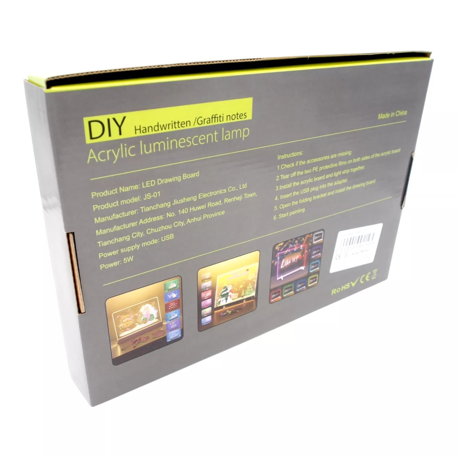 DIY LED piešimo lenta su šviečiančiu akrilo paviršiumi