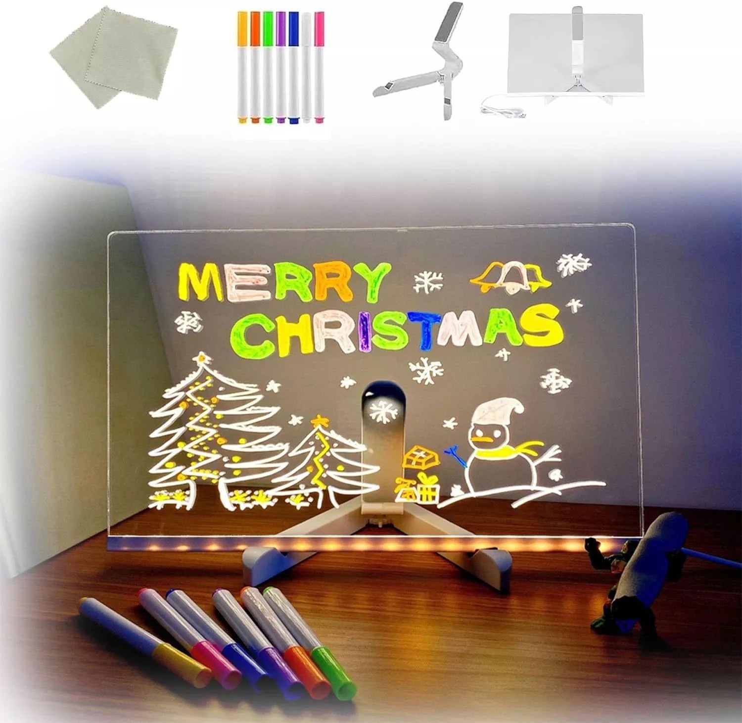 DIY LED piešimo lenta su šviečiančiu akrilo paviršiumi