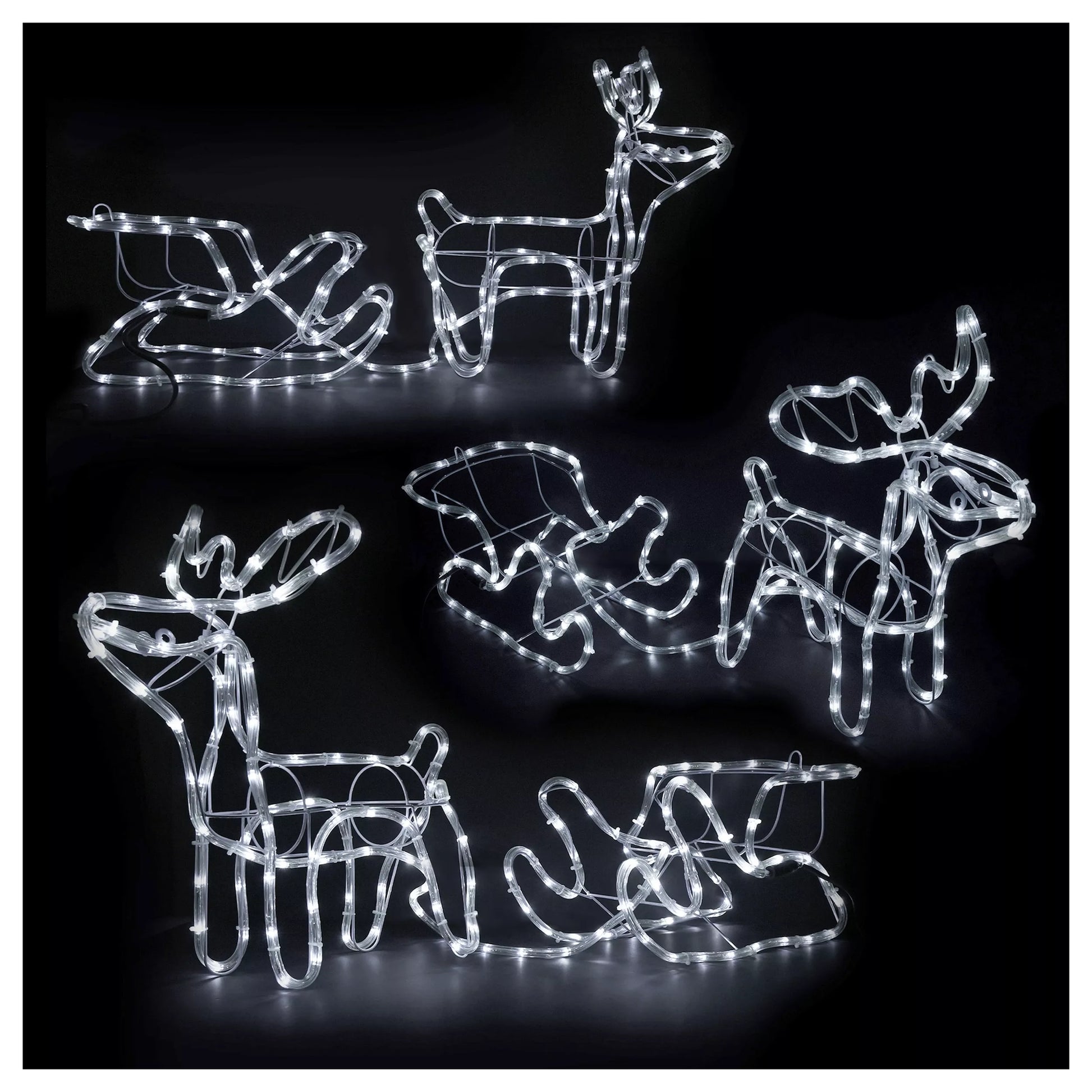 LED šviečianti elnių ir rogių dekoracija – 120 cm