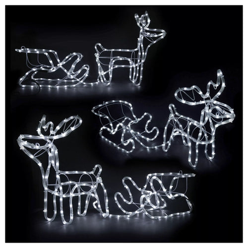 LED šviečianti elnių ir rogių dekoracija – 120 cm