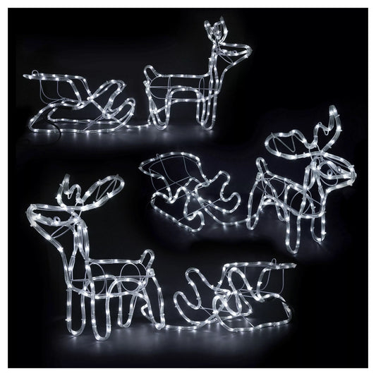 LED šviečianti elnių ir rogių dekoracija – 120 cm