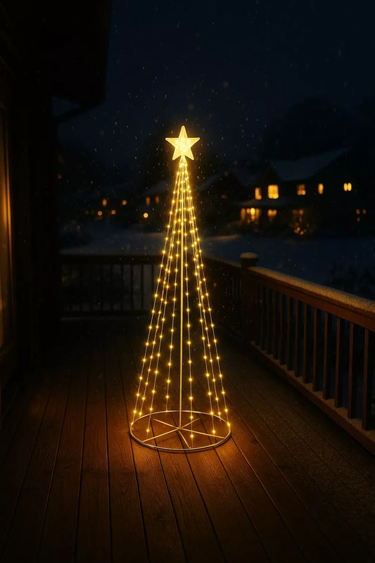 LED švieselių eglutė ant stelažo – šventinė magija Jūsų namams ir kiemui!
