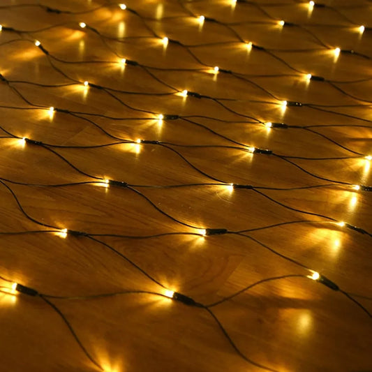 LED švieselių užuolaida–tinklas 320 LED, 3x2 m, šiltai balta