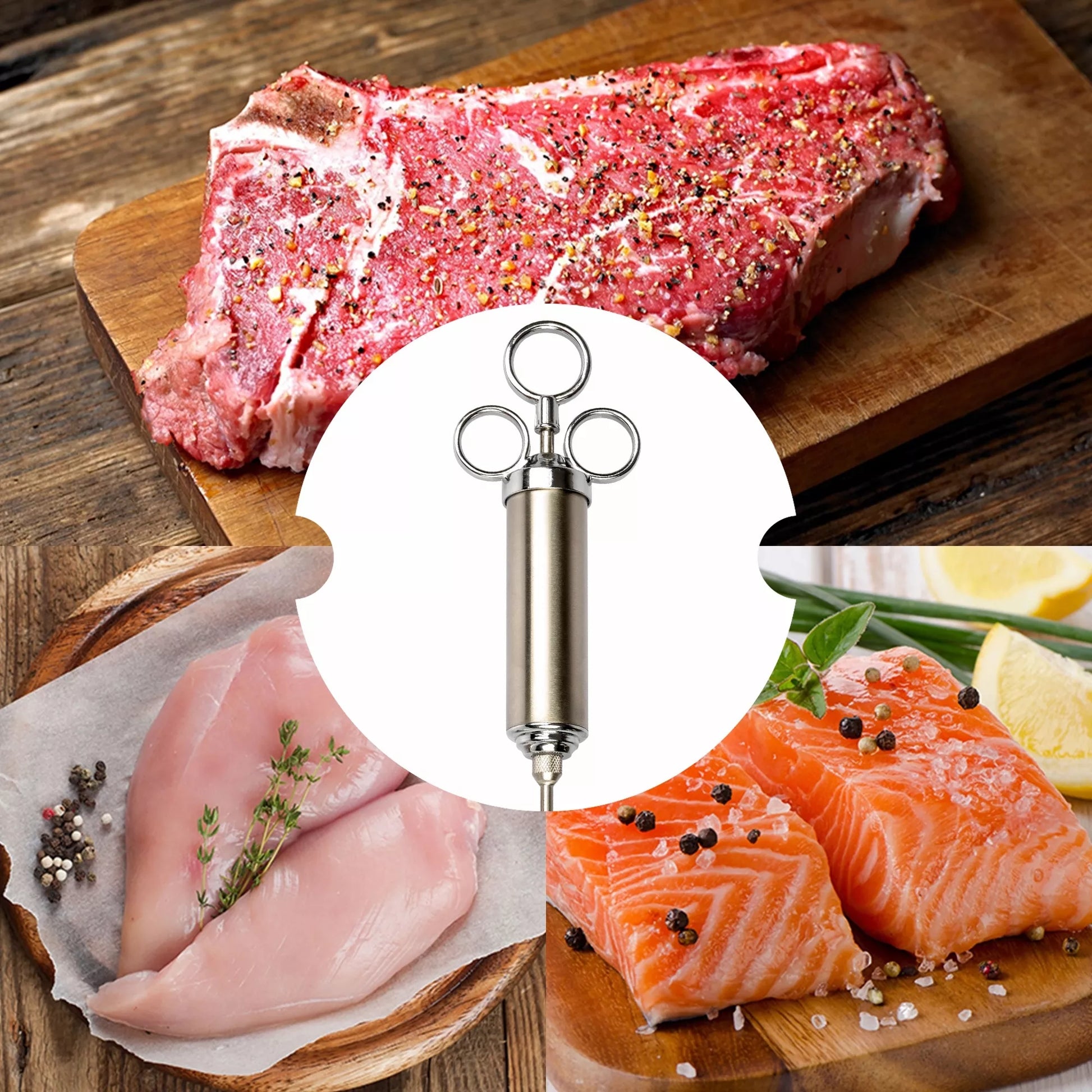 Nerūdijančio plieno mėsos švirkštas