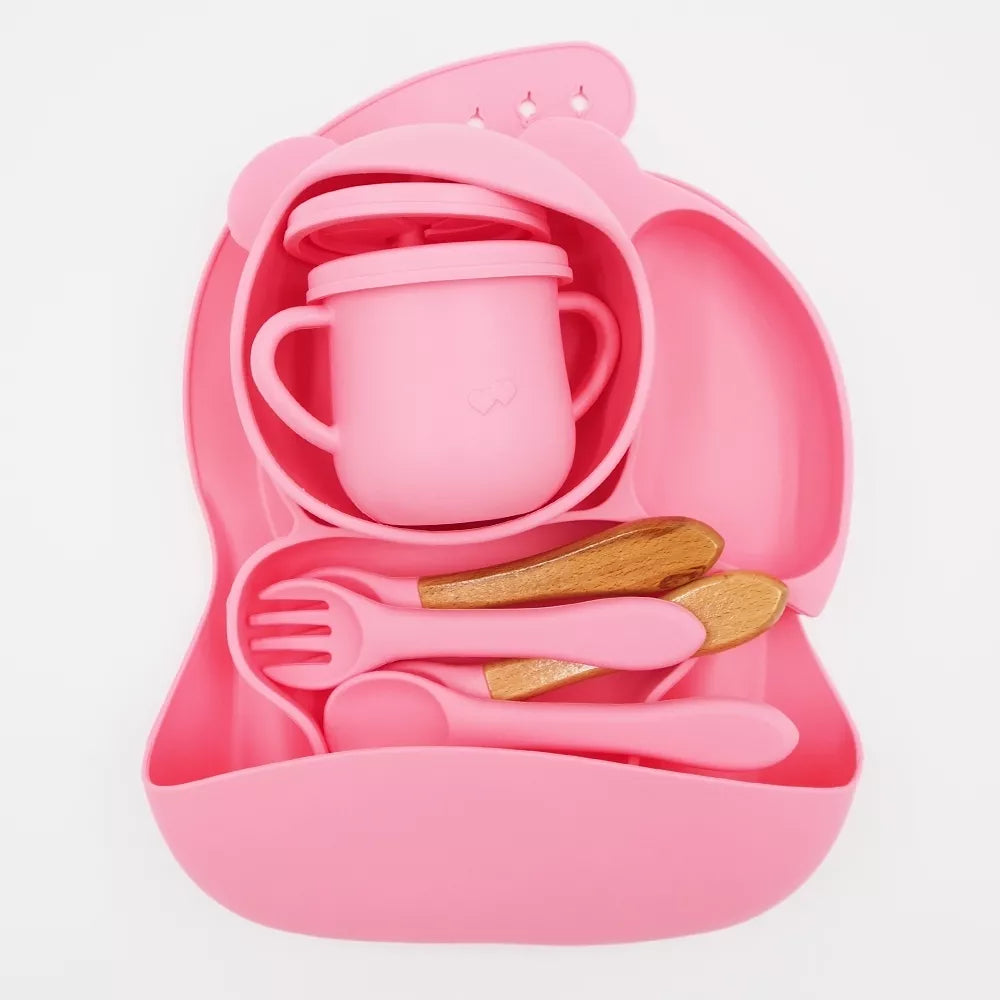 Silikoninis valgymo rinkinys vaikams - Raudona