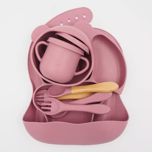 Silikoninis valgymo rinkinys vaikams - Raudona