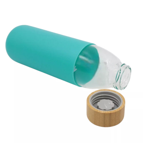 Stiklinė gertuvė su bambuko dangteliu