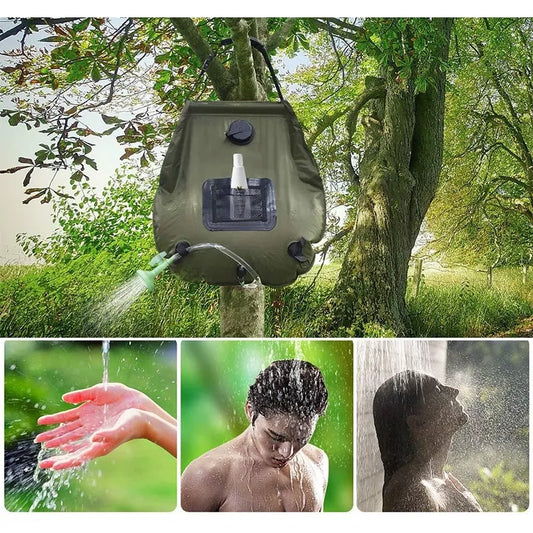 Turistinis dušas su termometru