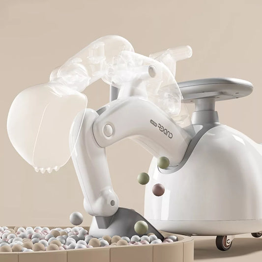 Vaikiškas paspiriamas ekskavatorius–važinėjimo mašinėlė su kaušu