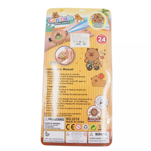 Vaikiškas laikrodis su projekcija „Capibala“ + pakabukai