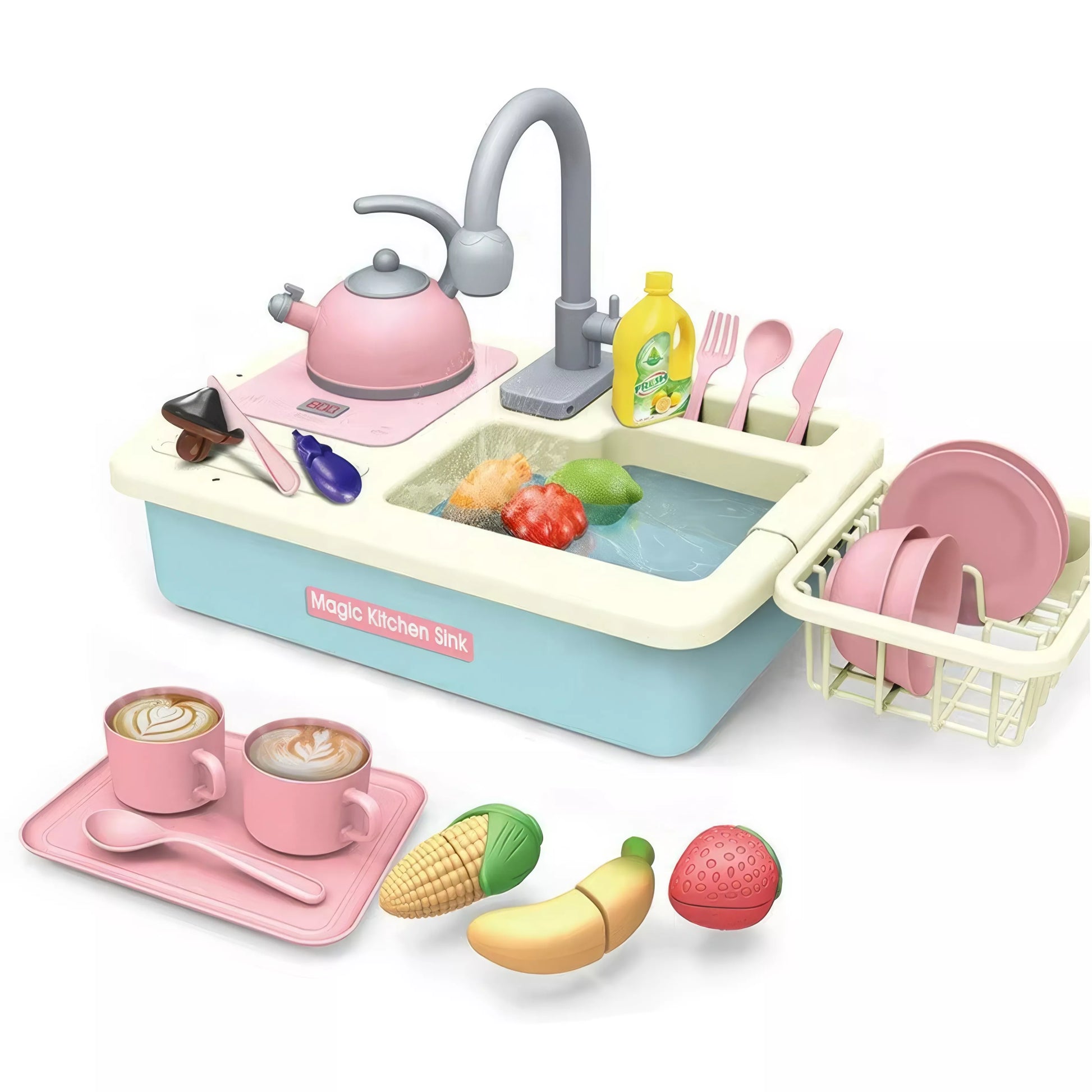 Vaikiškas virtuvės kriauklės rinkinys „Magic Kitchen Sink“ su priedais