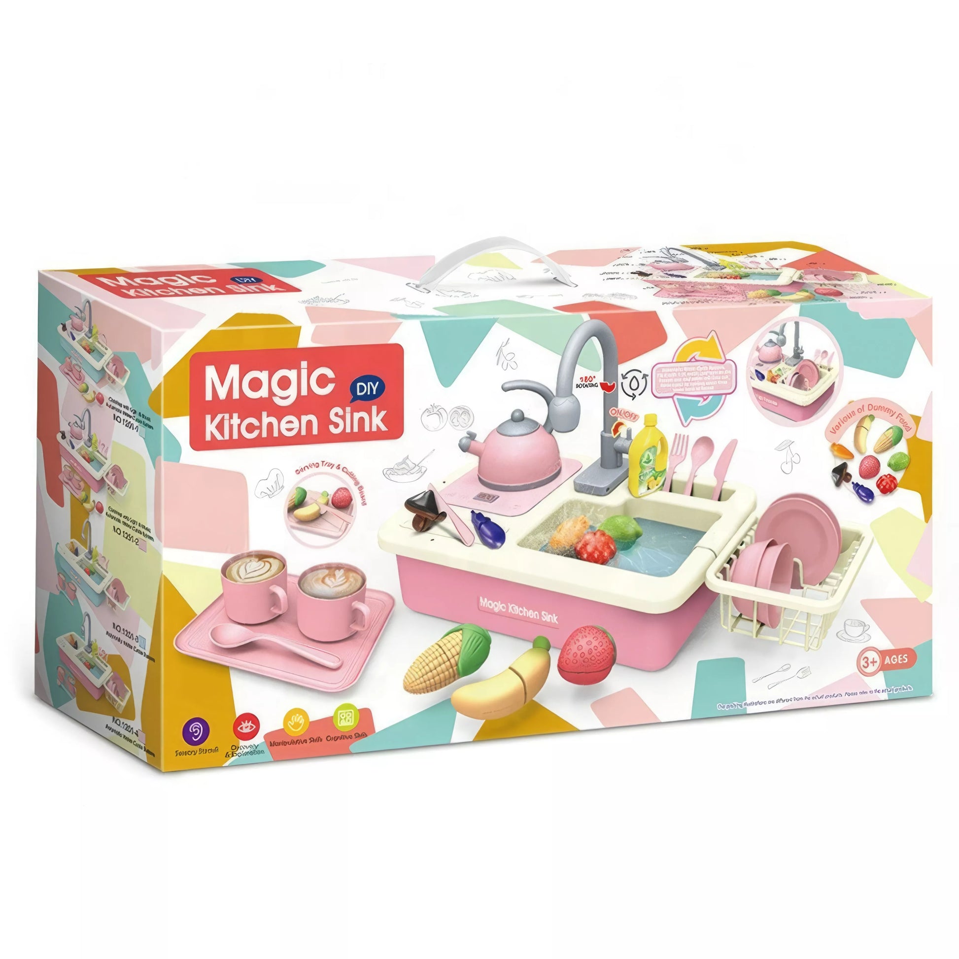 Vaikiškas virtuvės kriauklės rinkinys „Magic Kitchen Sink“ su priedais